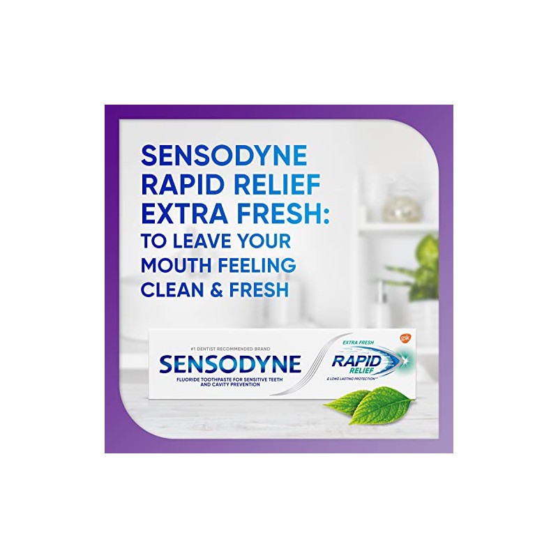 Sensodyne Rapid Relief Sensitivity Toothpaste for Sensitive Teeth, Extra Fresh,