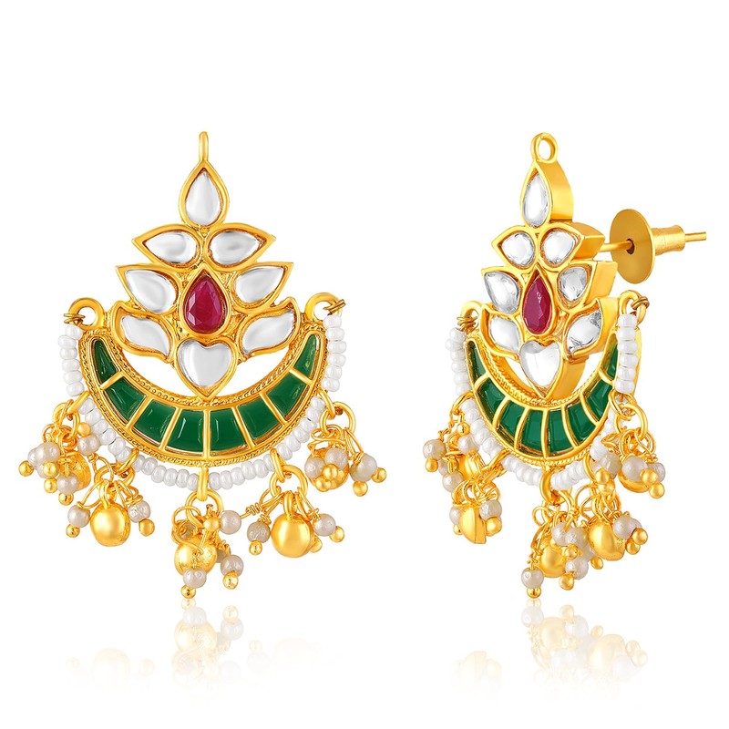 Aheli Gold Plated Rani Pink Green Kundan & Beads Studded
