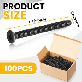 Blulu 100 Pcs 1/4-20 x 2 1/2 Inch Floorboard Thread Trailer Deck Screws Cutting Screws Alloy Steel Flat Head, Type F Star Drive, T30 Torx, Black Phosphate for Floorboard Trailer Deck