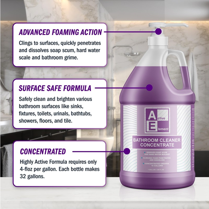 Active Element Bathroom Cleaner Concentrate- Makes 32 Gallons -Multipurpose Foaming