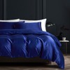 Gezu 200 x 200 cm Satin Blue Plain Duvet Cover