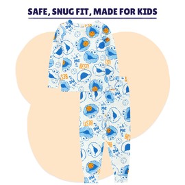 Sesame Street Cookie Monster Toddler Boys Long Sleeve Viscose Pajamas Set (4T, Blue)