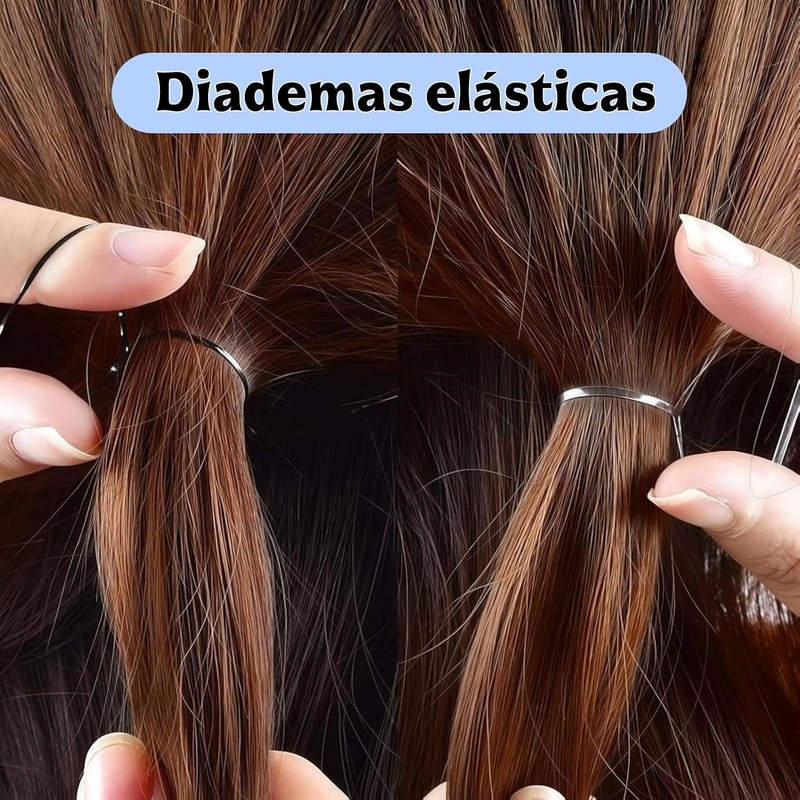 Bandas Elásticas para el Cabello Duraderas,Mini Bandas de Goma Negro&Blanco