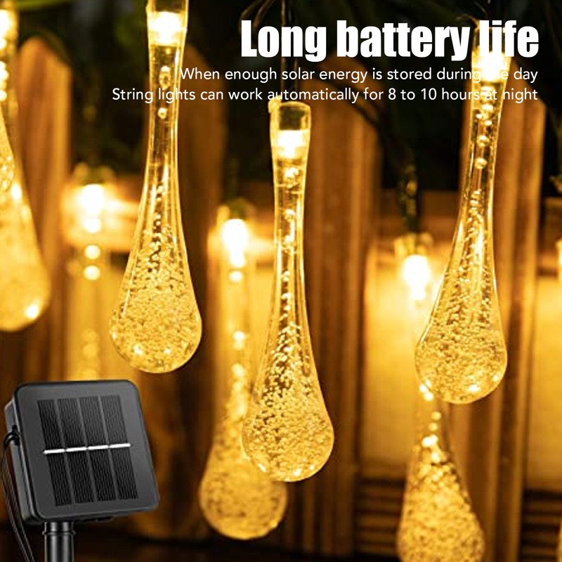 Solar String Lights IP65 Waterproof 2 Light Modes Outdoor String