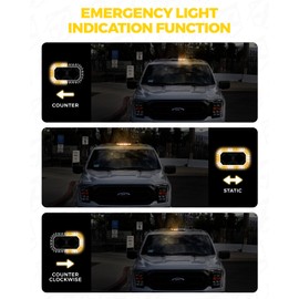 Xprite White Amber Rooftop Emergency Strobe Light Bar, Beacon Safety Flashing Warnin Lights w/Control Panel Magnetic Base for Construction Trucks Plows Postal Security Cars