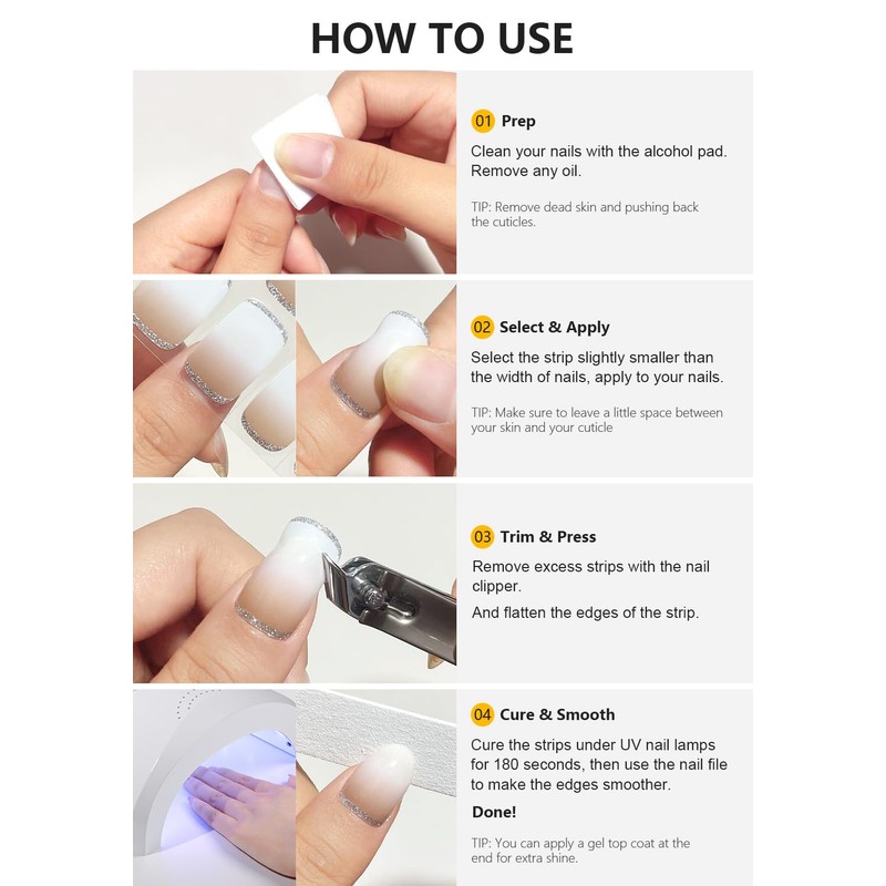 AutyaMee Semi Cured Gel Toenail Strips (Black T06), 32 Pcs