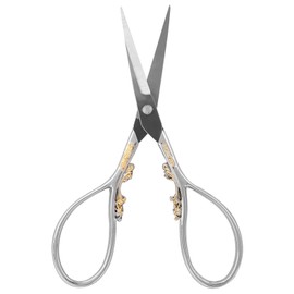 Vintage European Classical Scissors, ASHATA Retro Antique Plum Blossom Needlework Tailor Scissors Stainless Steel Scissors for Cross Stitch, Embroidery, Sewing, Handcraft(Silver with Gold Pattern)