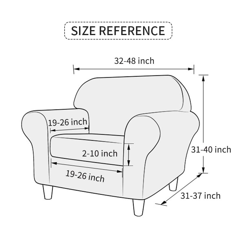 EVOLLER 2 Pieces Armchair Slipcover with Separate Chair Cushion Cover