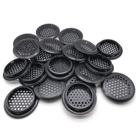 NACX 20Pcs Air Vents 53mm Circular Soffit Vent Stainless Steel Round Vent Mesh Hole Louver for Kitchen Bathroom Cabinet Wardrobe (Black)