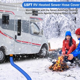 15FT RV Sewer Hose Heated Sleeve, Heated Sewer Hose for RV Camper, Insulated Waterproof Heated Cover for RV Sewer Hose, RV Winter Accessories for RV Camper（JUST Cover (Blue, 15 FT)