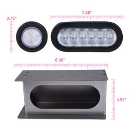 CNNELL Tail Lights Assembly Compatible with LED Steel Housing Box w/ 6 inches Oval Rear lights and 2 inches Marker Tail Lamp Clear lens Clear Bottoms