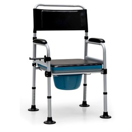 Bedside Commode Folding Toilet Chair Shower Chair with Tissue Holder Detachable Bucket 5 Level Adjustable Height Carbon Steel Frame Anti Slip Foot Pads Perfect for Elderly Pregnant Disabled Injured