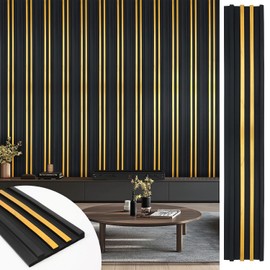 WADILE NBR Foam Material Wall Panels, Soundproof Wall Covering, Peel and Stick 3D Panels for Interior Decoration, Black with Gold Outline