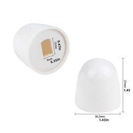 6Packs Universal Toilet Bolt Caps, Round Plastic Push-On Toilet Bowl Bolt Caps Covers, with Extra Washers for Easy installation,1.45 Inch Height,White