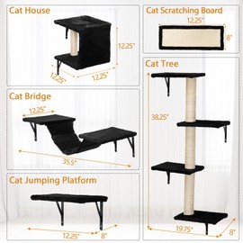Oleksil 5 Pcs Wall-Mounted Cat Climber Set Cat Wall Shelves Wall Mounted Cat Furniture Cat Tree House Cat Shelves and Perches for Wall