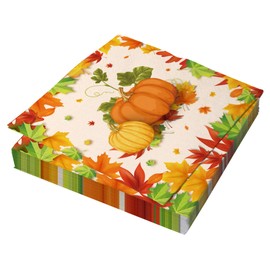 JazSwirl Fall Napkins, Paper Autumn Thanksgiving Pumpkin Napkins Disposable, Fall Dinner Themed Paper Dinner Leaf Napkin