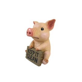 DWK Pig Toilet Tank Decorative Figurine | Pig Bathroom Sign | Funny Pig Themed Items and Farmhouse Pig Figurine | Shelf Decor for Bathroom Pig Sculpture - 6"