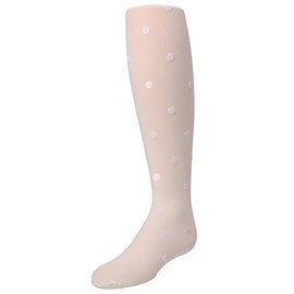 MeMoi Girls' Flocked Dots Nylon Tights Winter White 10-12