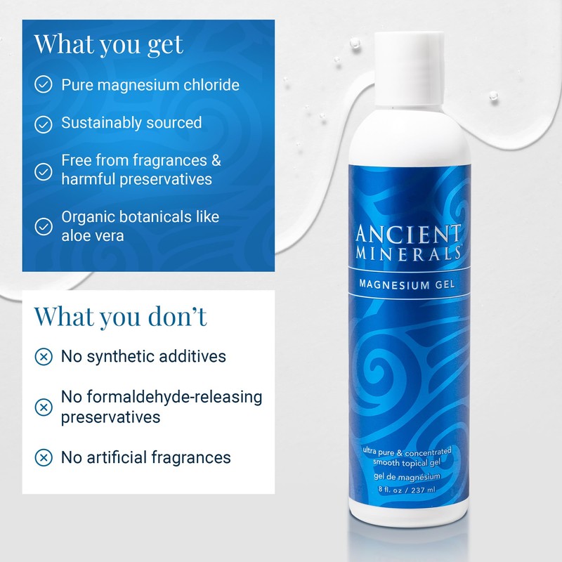 Ancient Minerals Magnesium Gel - 8oz Bottle - Pure Genuine
