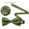 Barry.Wang Olive Green Bow Tie for Men Solid Silk Pre-Tied