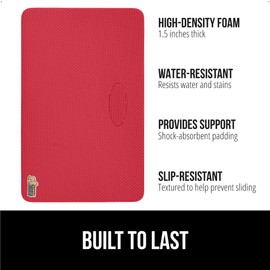 Gorilla Grip Extra Thick Kneeling Pad, Supportive Soft Foam Cushioning for Knee, Water Resistant Construction for Gardening, Bathing Baby, Workout Supplies, Lightweight, Garden Work Gifts, Red