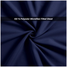 Fitted Sheet Single Bed (91 x 193cm) - Navy Bedding Sheets - Plain Dyed Microfiber Bed Sheets Single - (10 inch) 25cm Deep Pocket Bottom Sheet - Easycare - Wrinkle & Fade Resistant