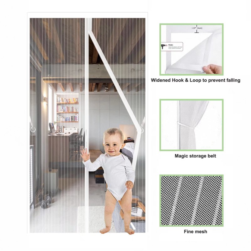 JIANJIAO Magnetic Screen Door, Heavy Duty, Self Sealing, Mesh Curtain,