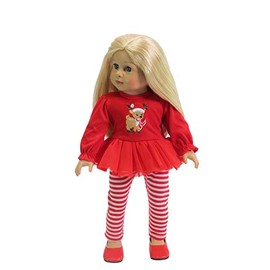 American Fashion World Stripe Reindeer Pants Set for 18-Inch Dolls | Premium Quality & Trendy Design | Dolls Clothes | Outfit Fashions for Dolls for Popular Brands