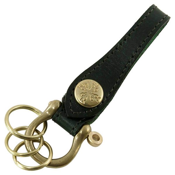 Agility Afa Shackle Key Chain Rugato Key Chain Cowhide Brass Hardware, green