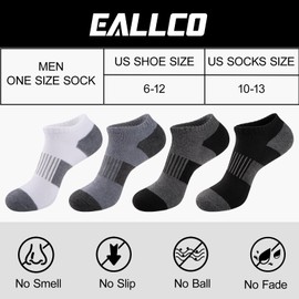 eallco 10 Pairs Ankle Socks Men Running Low Cut Socks Comfort Breathable Cushioned Casual