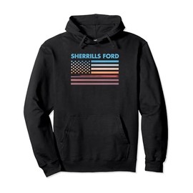 Vintage Sunset American Flag Sherrills Ford, North Carolina Pullover Hoodie