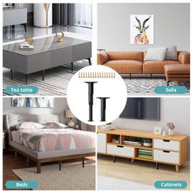 Furniture Feet Adjustable Bed Feet Height Adjustable Feet Cabinet Feet Adjustable Furniture Legs with Screws Legs 15 to 27 cm Height Adjustable Feet for Dressers Bed Sofa Cabinet Furniture Black Pack