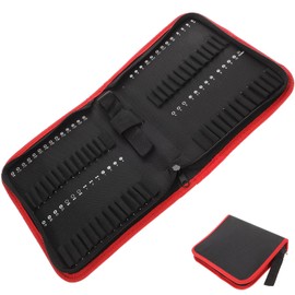 Angoily Drill Bit Organizer Bag, Oxford Cloth Tool Bag for Drill Bit Storage, Handheld Bit Kits Tool Pouch, Canvas Organizer Storage with Protective Flap Drill Bit Case Screw Pouch