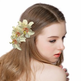 MEiySH Elegant Orchid Bridal Hair Clips,Set of 3,Brides Bridesmaids Wedding Festival Headpiece.