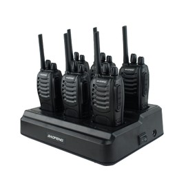 BAOFENG BF-88A Walkie Talkies 6 Way Charger Bulk FRS Radio License-Free Long Range 16 Channels 2 Way Radio with Battery USB C Charging for Team Management, School, Church (6 Pack, Black)