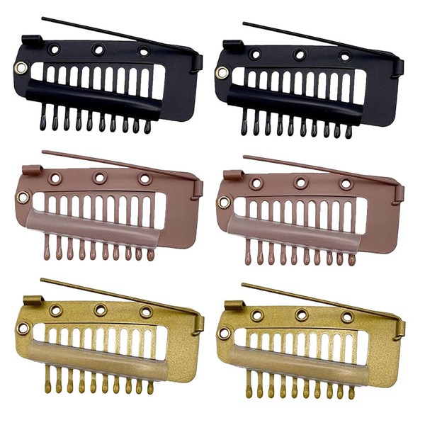 Ieron 6pcs Wig Clip with Safety Pins, 10-teeth Hair Extension
