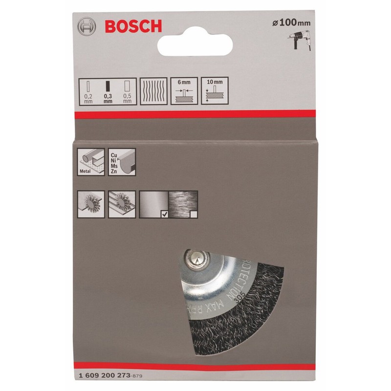 Bosch 1609200273 6 mm Shank Wire Wheel with 100 mm