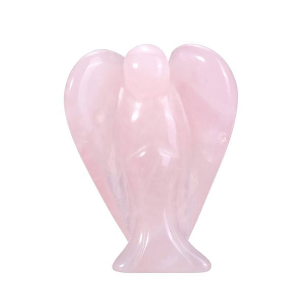 JSDDE Rose Quartz Crystal Angel Figurine Healing Gemstone Carved Mini