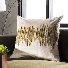 Safavieh Home Collection Deston Darling Beige/Gold/Copper Embellished 12 x 36-inch Rectangle Insert Pillow