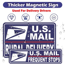 ROMINVIC Car Magnets Postal,Heavy Duty U.S. Reflective Mail Delivery Driver Magnetic Signs,4pcs Car Magnets Rural Carrier Delivery for Cars, SUV, Trucks,Bumper Sticker
