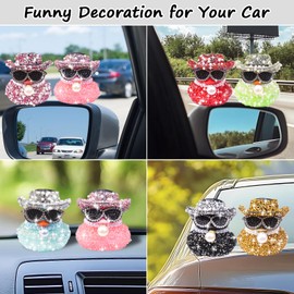 MuMyer Pink and Rose Sparkly Rhinestone Rubber Duck Car Ornaments