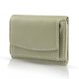 Women's Small Leather Wallet, Men's Mini Purse, Women's Small Purse, Women's Wallet, Slim Wallet with Coin Compartment and RFID Protection, Portable for Women, Girls, Men, Green, 1