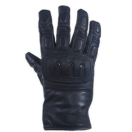 Billys Biker Gear Men's Premium Leather Hard Knuckle Gloves (Size L, LG, Large)