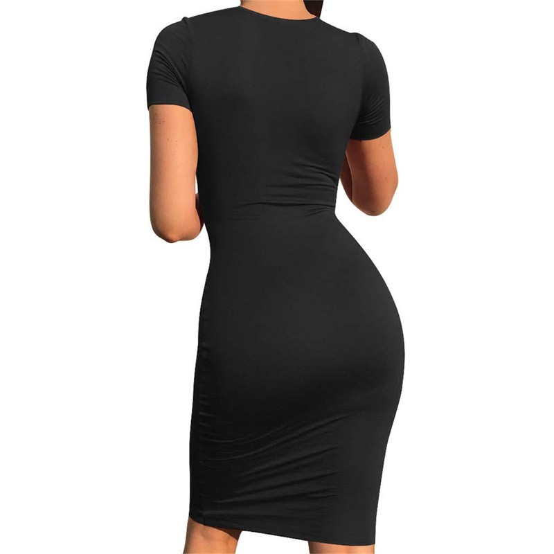 GOBLES Women's Short Sleeve Casual Bodycon Midi Elegant Cocktail Party