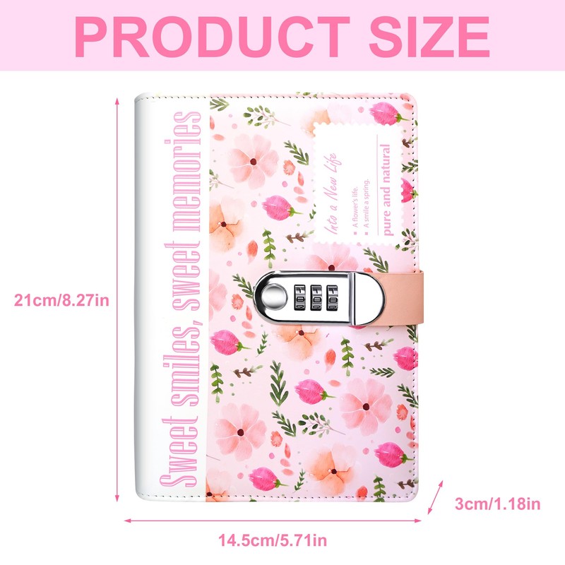 SPIPHY Floral Diary with Lock for Women Journal with Lock
