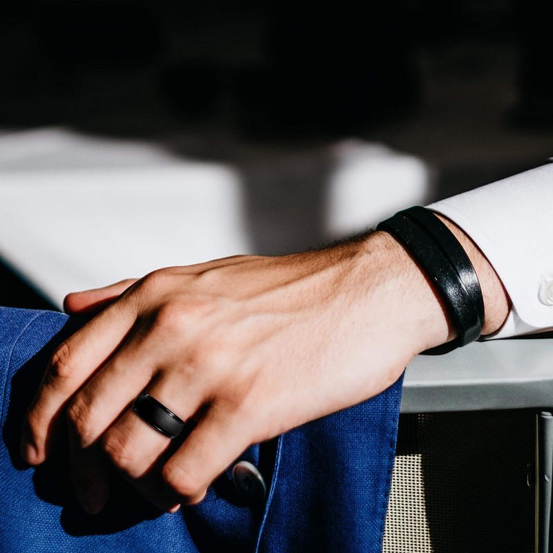 Dookeh Breathable Silicone Wedding Rings for Men - Skin Safe