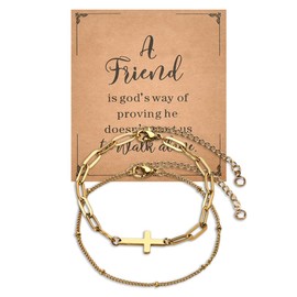 Best Friends Gifts for Women Bracelet Christian Friendship Gifts for Teen Girls Female Friend Christmas Birthday Gift Ideas Religious Gifts for Friends Accessories Gifts Bestie Gold Bracelets for Her