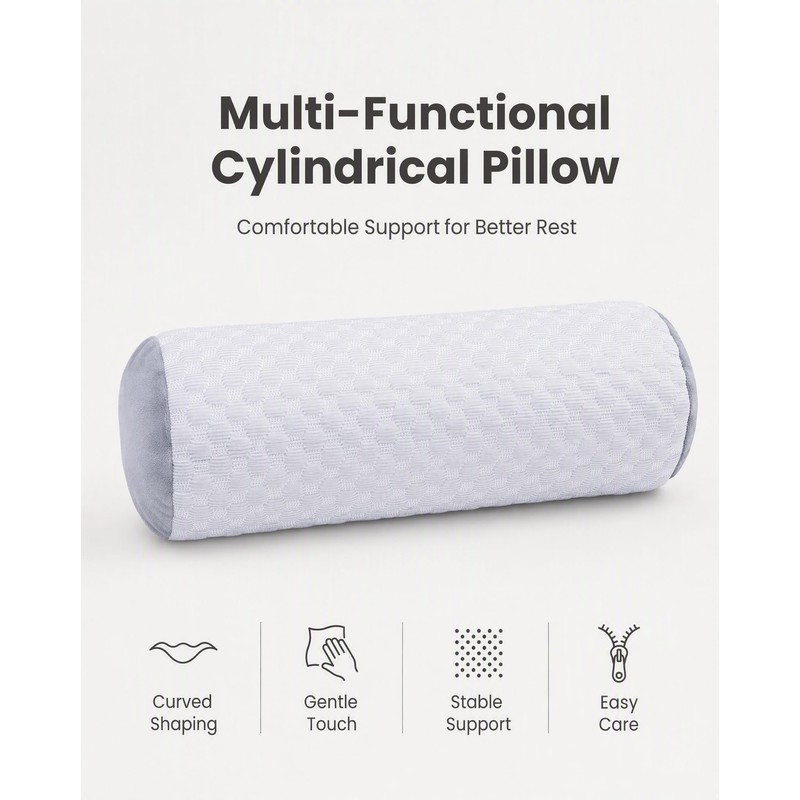 Neck Roll Pillow, Cervical Support Pillow for Pain Relief, Grey