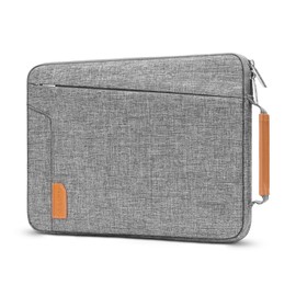 MOSISO 360 Protective Laptop Sleeve 13-13.3 inch, Compatible with MacBook Air 13 M2 M1, Compatible with MacBook Pro 13/14, Carrying Computer Bag with Bevel & Vertical Pockets&Side PU Handle&Belt, Gray