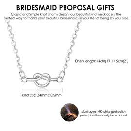 CERSLIMO Bridesmaid Gifts - 6 Pcs Bridesmaid Proposal Gifts, Tie The Knot Necklace Maid of Honor Gifts Wedding Flower Girl Gift, Bridesmaid Proposal Jewelry Bridal Party Knot Necklace for Women Silver
